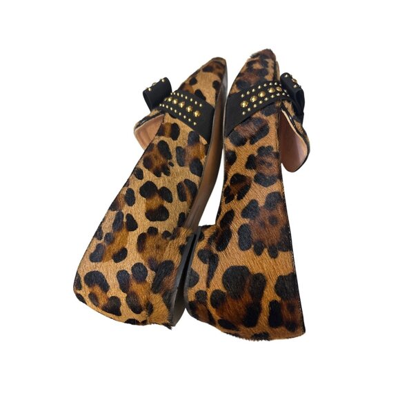 J.Crew Leopard Print Pony Hair Pointed Toe Flats With Studded Bow Size 7.5 - Picture 7 of 7